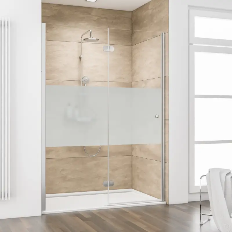 Schulte MasterClass Drehtür an Nebenteil für Nische Dezent Chromoptik Scharnier Halbkreis Edelstahloptik 140 cm / 200 cm Türanschlag links Bestseller