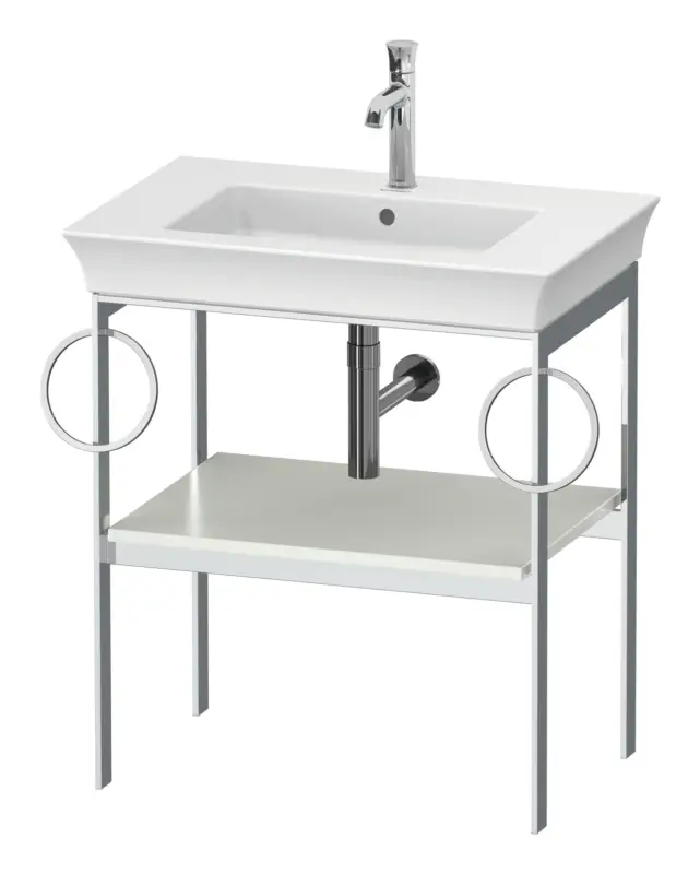 Preisknaller Duravit White Tulip Metallkonsole für 236375 mit 2 Handtuchhaltern - Weiß Seidenmatt Lack
