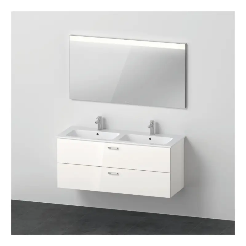 Duravit XBase Möbel-Set mit Spiegel 1300 x 490 mm - Weiß glänzend/Griff Chrom Finale Aktion