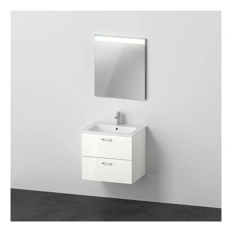 Duravit XBase Möbel-Set mit Spiegel 630 x 490 mm - Weiß glänzend/Griff Chrom Garantierte Lieferung