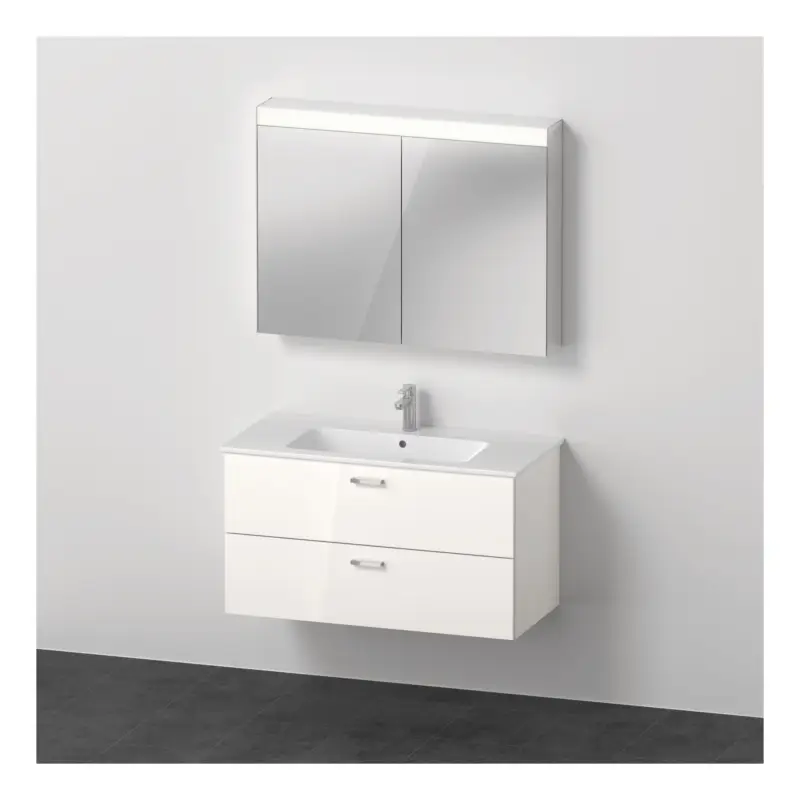 Duravit XBase Möbel-Set mit Spiegelschrank 1030 x 490 mm - Weiß glänzend/Griff Chrom Sofort Bestellen
