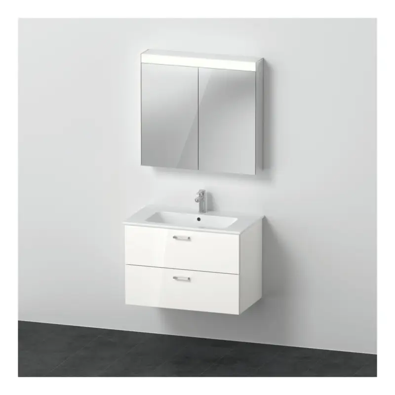Duravit XBase Möbel-Set mit Spiegelschrank 830 x 490 mm - Weiß glänzend/Griff Chrom Sale