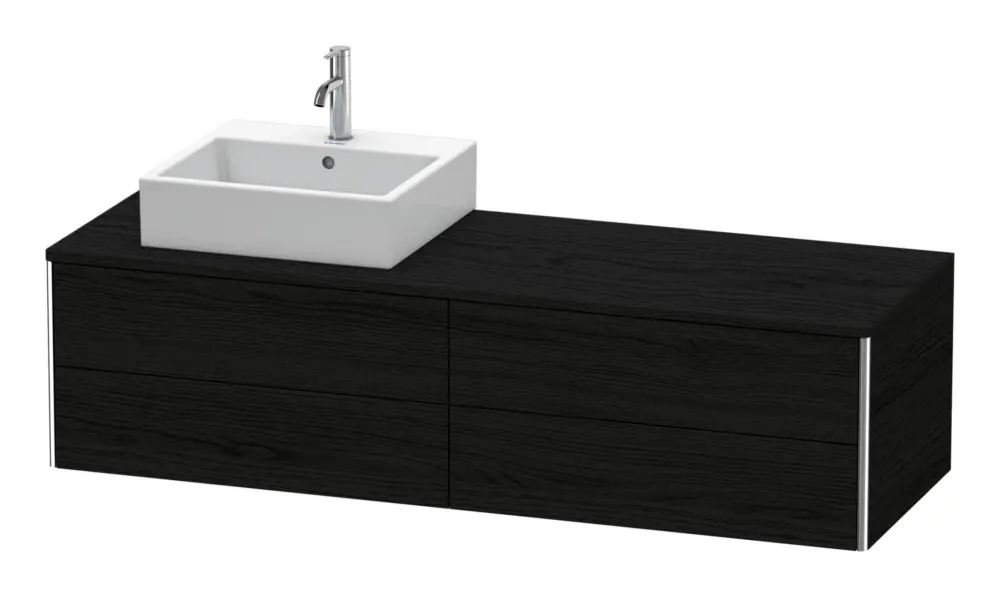 Duravit XSquare Konsolenwaschtischunterschrank für Becken links mit 4 Auszügen 1600 x 400 x 548 mm - Eiche Schwarz Matt Markenware