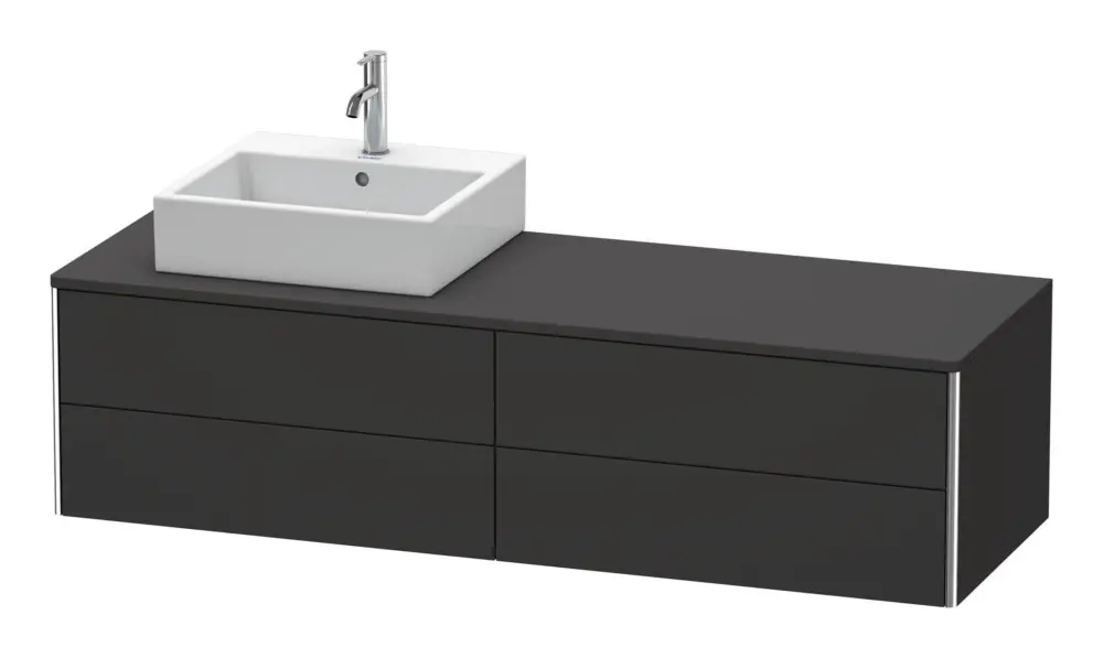 Neue Ware Duravit XSquare Konsolenwaschtischunterschrank für Becken links mit 4 Auszügen 1600 x 400 x 548 mm - Graphit Supermatt