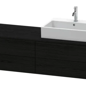 Zertifiziert Duravit XSquare Konsolenwaschtischunterschrank für Becken rechts mit 4 Auszügen 1400 x 400 x 548 mm - Eiche Schwarz Matt