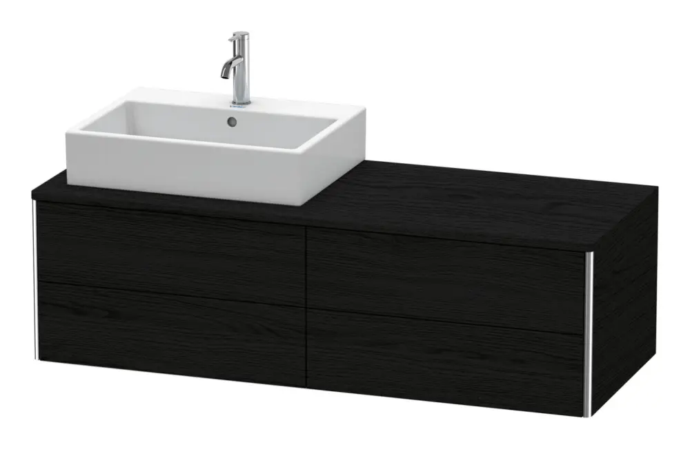 Neu Im Sortiment Duravit XSquare Konsolenwaschtischunterschrank für Becken links mit 4 Auszügen 1400 x 400 x 548 mm - Eiche Schwarz Matt