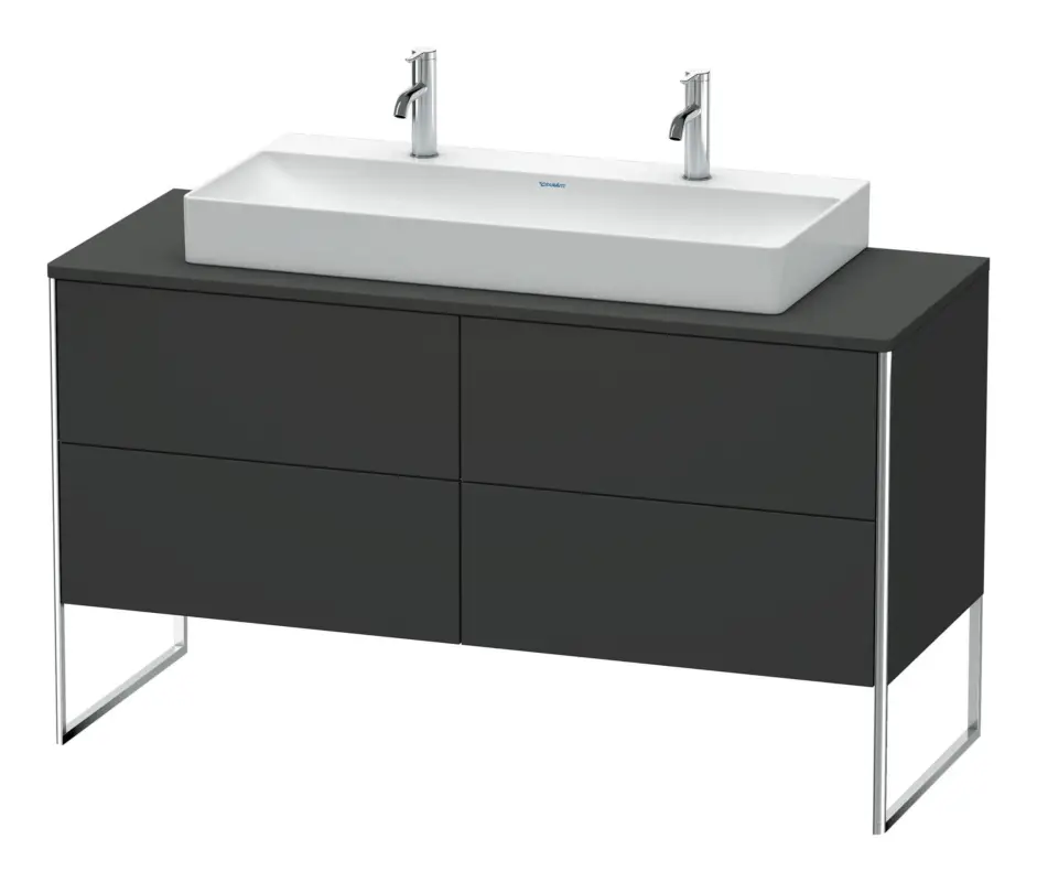 Saisonangebot Duravit XSquare Konsolenwaschtischunterschrank für Doppelwaschtisch bodenstehend mit 4 Auszügen 1400 x 778 x 548 mm - Graphit Supermatt