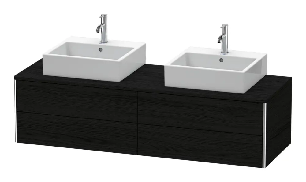 Super-Preis Duravit XSquare Konsolenwaschtischunterschrank für 2 Becken mit 4 Auszügen 1600 x 400 x 548 mm - Eiche Schwarz Matt