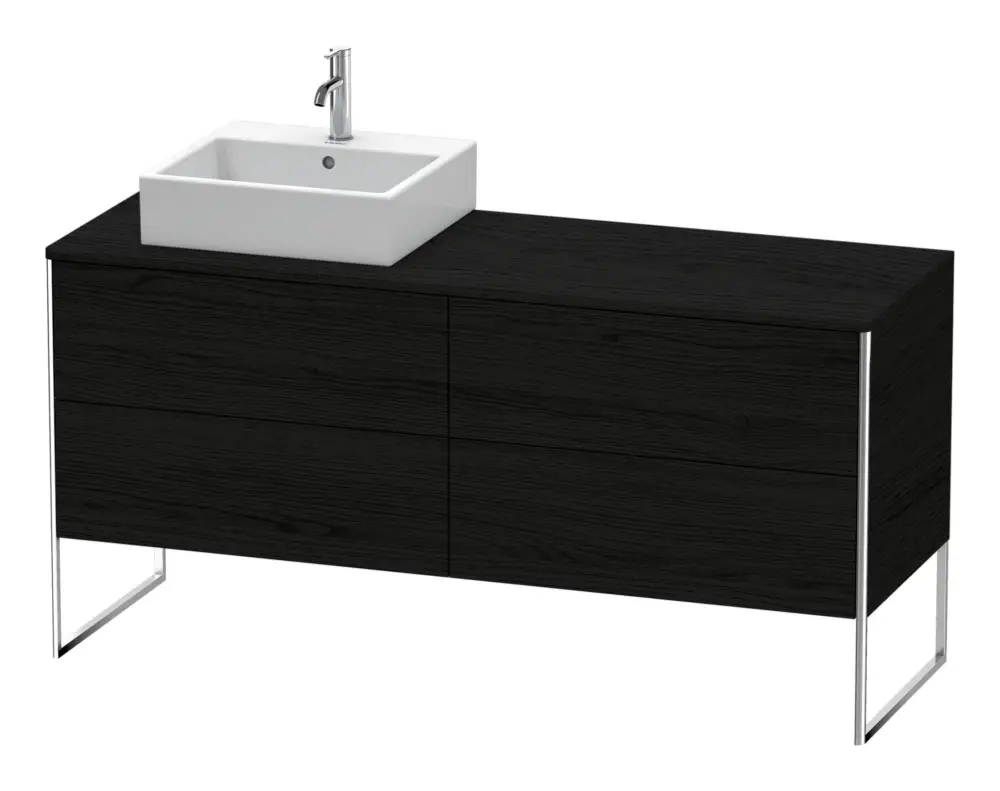 Duravit XSquare Konsolenwaschtischunterschrank für Becken links bodenstehend mit 4 Auszügen 1600 x 778 x 548 mm - Eiche Schwarz Matt Nur Heute