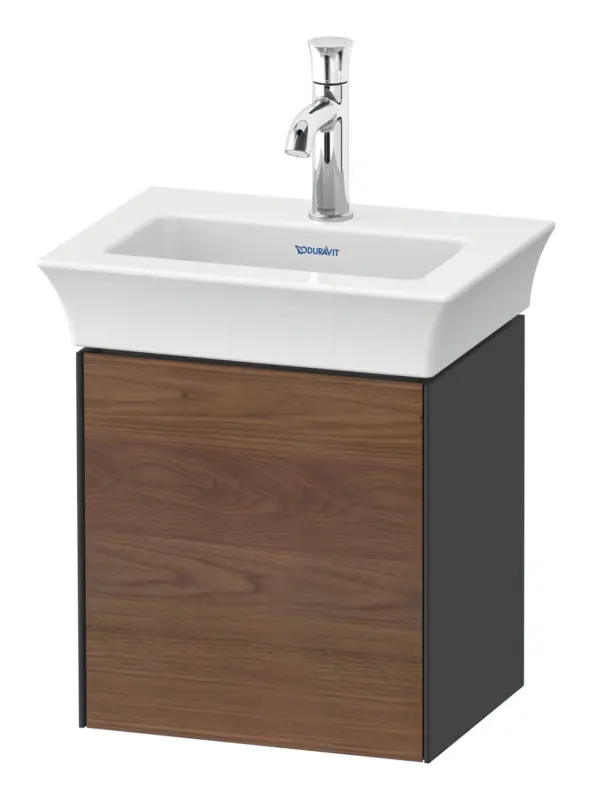 Preis Gesenkt Duravit White Tulip Waschtischunterschrank wandhängend mit 1 Tür Anschlag links 384 x 410 x 298 mm - Amerik. Nussbaum Matt / Graphit Seidenmatt
