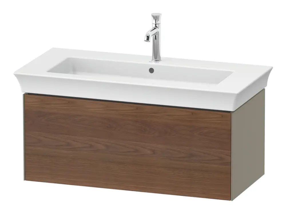 Duravit White Tulip Waschtischunterschrank wandhängend mit 1 Auszug 984 x 410 x 458 mm - Amerik. Nussbaum Matt / Steingrau Hochglanz Lack Direktkauf