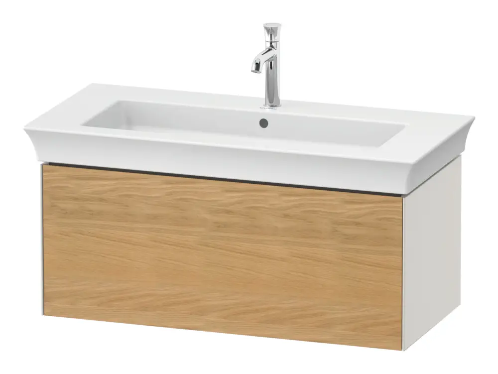 Top-Seller Duravit White Tulip Waschtischunterschrank wandhängend mit 1 Auszug 984 x 410 x 458 mm - Eiche Natur Matt / Nordic Weiß Seidenmatt Lack