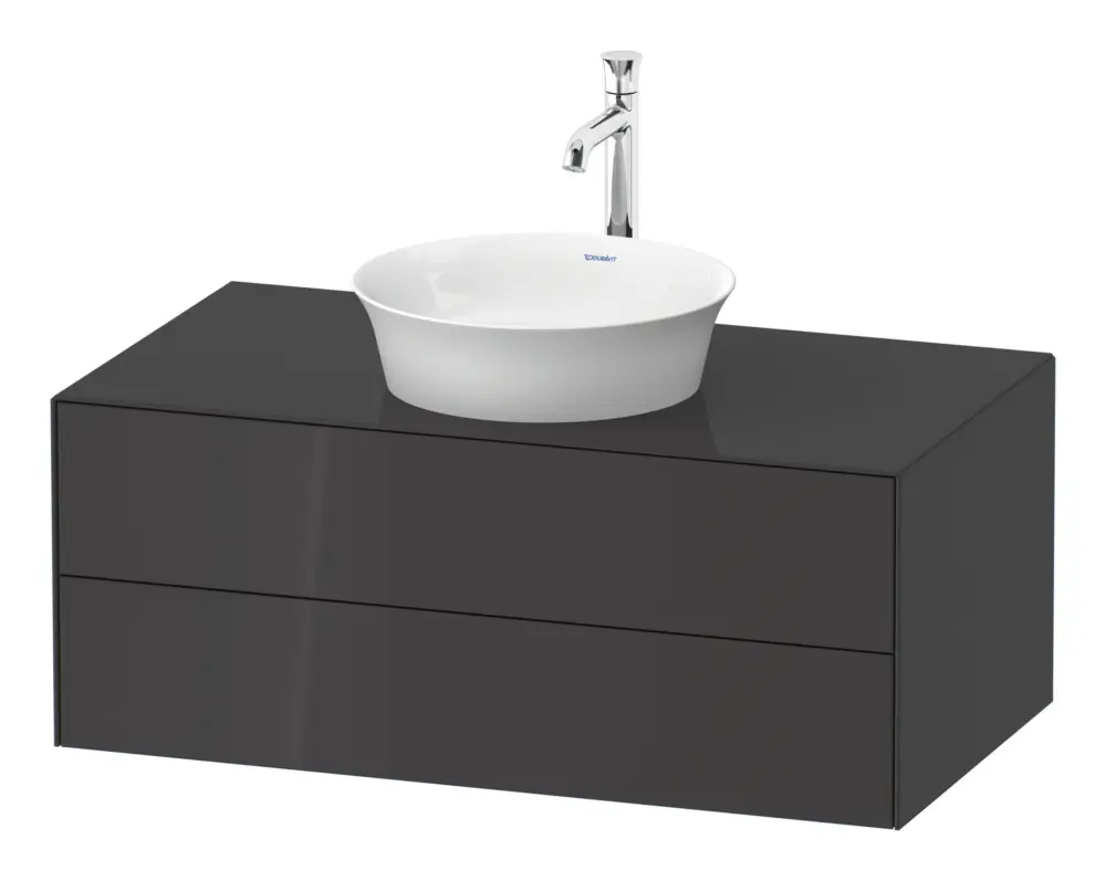 Günstig Duravit White Tulip Konsolenwaschtischunterschrank wandhängend mit 2 Auszügen 1000 x 408 x 550 mm - Graphit Hochglanz Lack