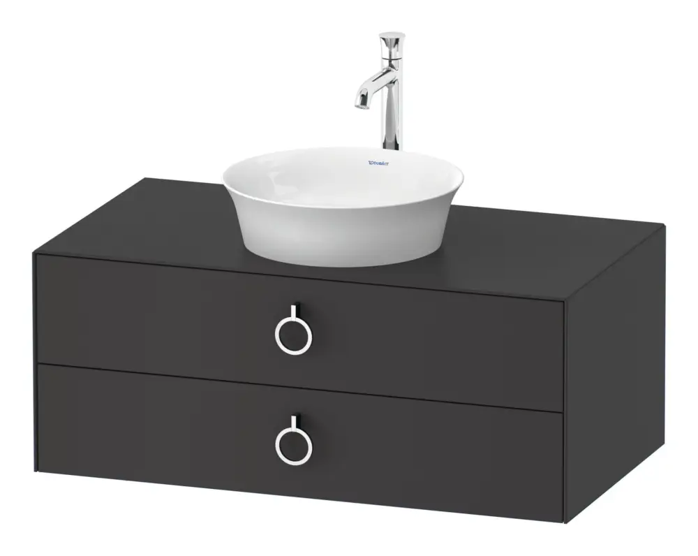 Knallerangebot Duravit White Tulip Konsolenwaschtischunterschrank wandhängend mit 2 Auszügen mit Griff 1000 x 408 x 550 mm - Graphit Seidenmatt Lack