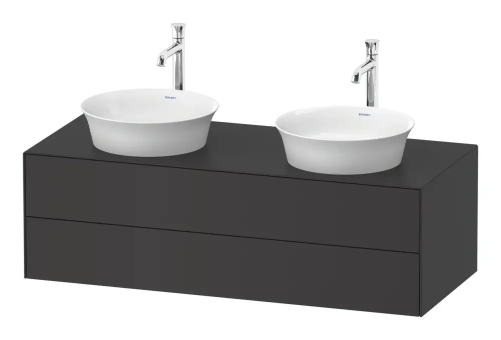 Sichere Zahlung Duravit White Tulip Konsolenwaschtischunterschrank für 2 Becken wandhängend mit 2 Auszügen 1300 x 408 x 550 mm - Graphit Seidenmatt Lack