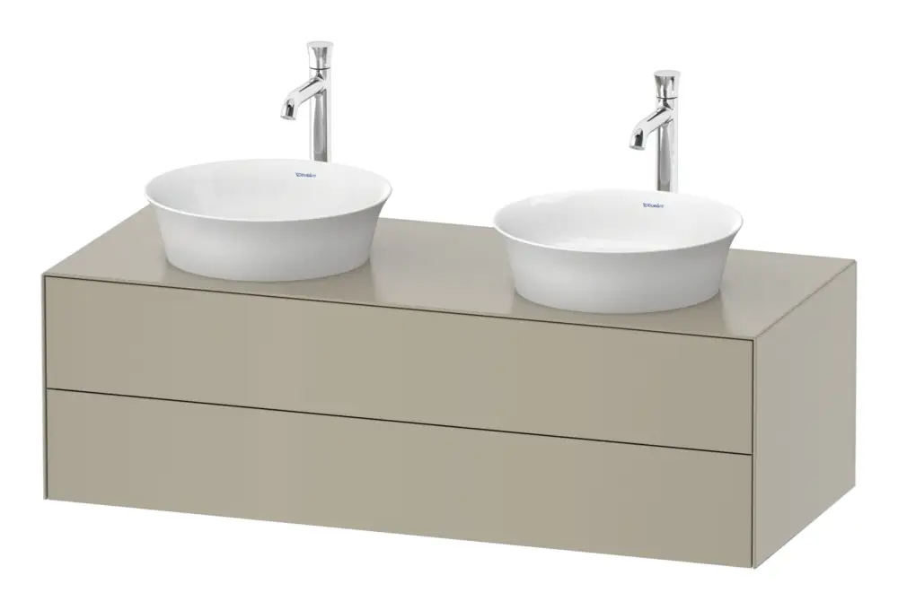 Duravit White Tulip Konsolenwaschtischunterschrank für 2 Becken wandhängend mit 2 Auszügen 1300 x 408 x 550 mm - Taupe Seidenmatt Lack Direkt Vom Hersteller