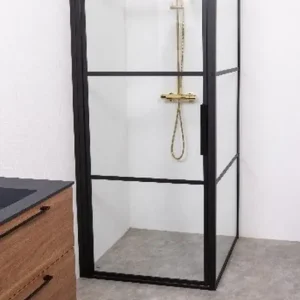 Versand Am Gleichen Tag Riho Grid Pendeltür Eckeinstieg 2-teilig 1000 x 1000 x 2000 mm - Profil Schwarz Matt