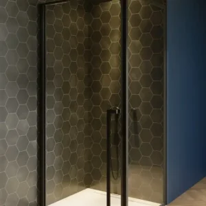 Super-Preis Riho Lucid Pendeltür Eckeinstieg mit Festteil 2-teilig 800 x 1000 x 2000 mm - Profil Schwarz Matt