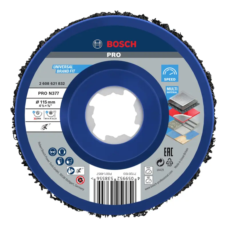 Bosch Pro N377 Multi Material X-Lock Reinigungsscheibe, 115 mm, 22,23 mm(Verpackungseinheit: 5Stück) Preiswert