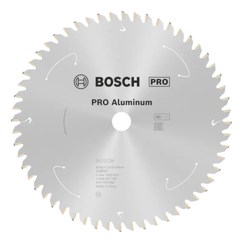 Bosch Pro Aluminium cordless Kreissägeblatt, 184 x 2 x 16 mm, 56 Zähne, für Akku-Handkreissägen Zertifiziert