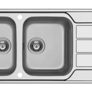 Pyramis Athena Extra Einbauspüle mit zwei Becken und Abtropffläche reversibel Edelstahl Poliert 1160 x 500 mm Sofort Bestellen