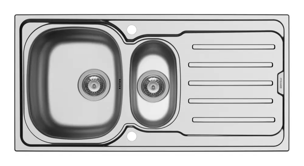 Pyramis Vera Einbauspüle mit Restebecken und Abtropffläche reversibel Edelstahl Poliert 1000 x 500 mm Sale