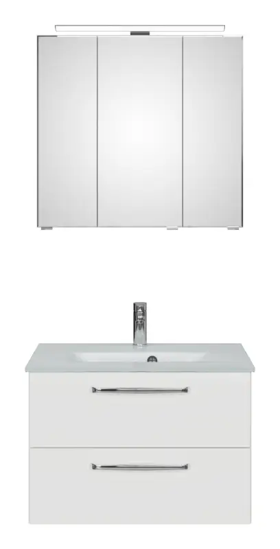 Nur Für Kurze Zeit Pelipal TrenTino Komplett-Set Waschtischunterschrank Spiegelschrank Aufsatzleuchte Glaswaschtisch 770 x 2000 x 500 mm - Graphit Struktur quer Nachbildung