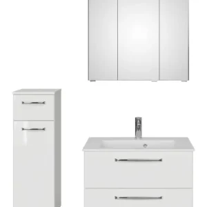 Solange Der Vorrat Reicht Pelipal TrenTino Komplett-Set Waschbeckenunterschrank Spiegelschrank mit Aufsatzleuchte Unterschrank Mineralmarmorwaschtisch 1070 x 2000 x 500 mm - Weiß Glanz / Weiß Hochglanz