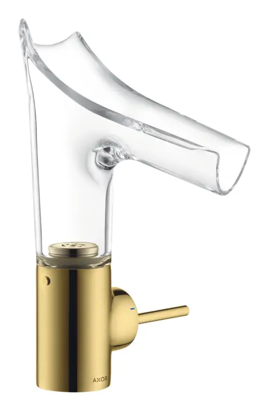 Axor Starck V Einhebel-Waschtischmischer 140 mit Glasauslauf - Polished Gold Optic Nur Heute