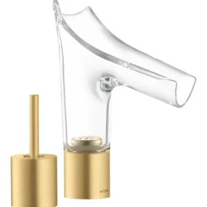 Axor Starck V 2-Loch Waschtischmischer 110 mit Glasauslauf - Brushed Gold Optic Knallerangebot
