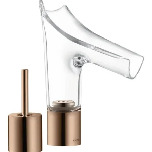 Markenware Axor Starck V 2-Loch Waschtischmischer 110 mit Glasauslauf - Polished Red Gold