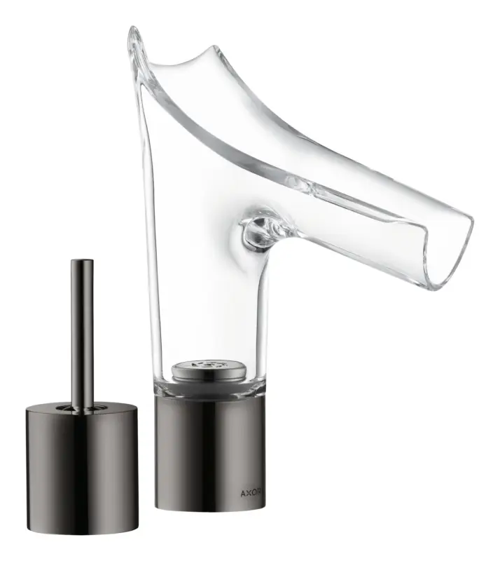 Knallerangebot Axor Starck V 2-Loch Waschtischmischer 110 mit Glasauslauf - Polished Black Chrome