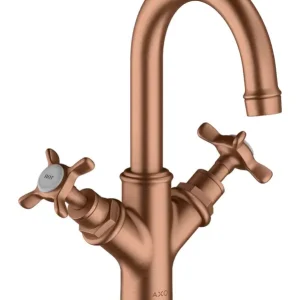 Aktuell Axor Montreux 2-Griff Waschtischarmatur 160 für Handwaschbecken mit Zugstangen-Ablaufgarnitur - Brushed Red Gold