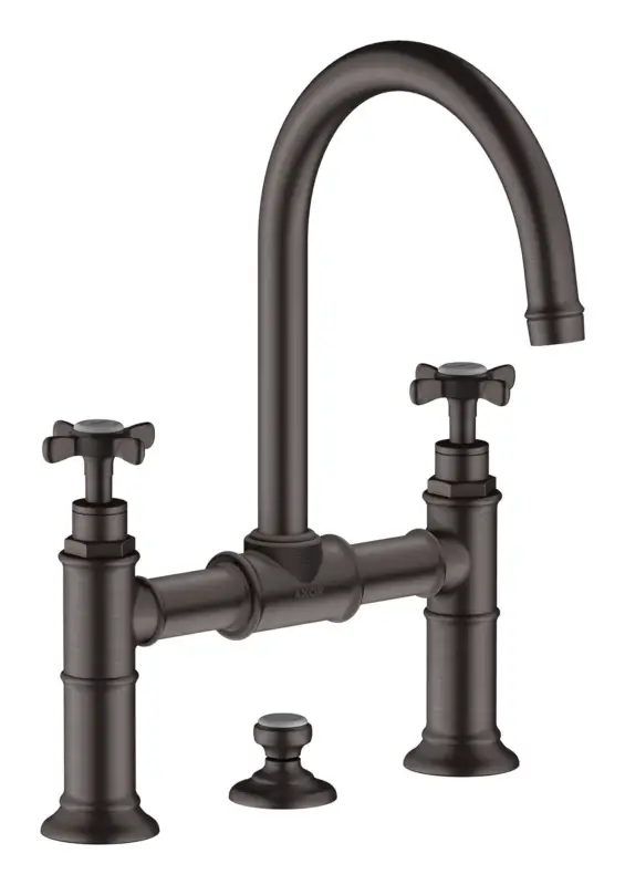 Jetzt Bestellen Axor Montreux 2-Griff Waschtischarmatur 220 mit Kreuzgriff mit Zugstangen-Ablaufgarnitur - Brushed Black Chrome