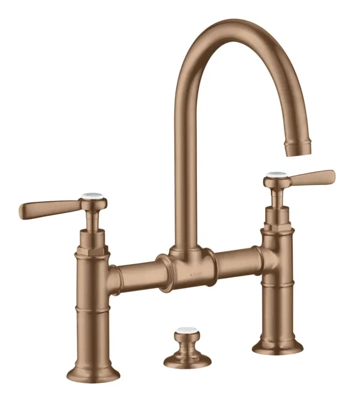 Finale Aktion Axor Montreux 2-Griff Waschtischarmatur 220 mit Hebelgriff mit Zugstangen-Ablaufgarnitur - Brushed Red Gold