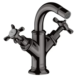 Axor Montreux 2-Griff Bidetarmatur mit Kreuzgriff mit Zugstangen-Ablaufgarnitur - Polished Black Chrome Knallerangebot