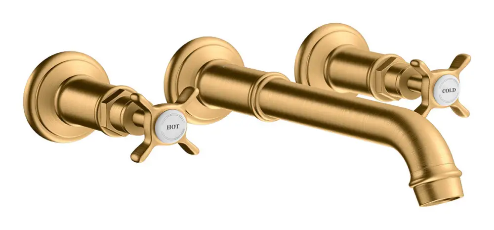 Axor Montreux 3-Loch Waschtischarmatur Kreuzgriff Unterputz - Brushed Brass Neue Kollektion