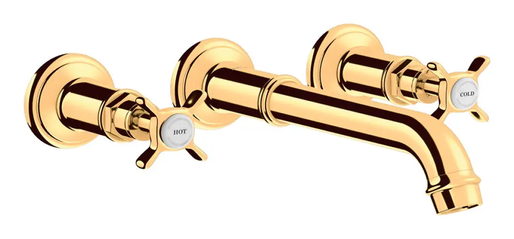 Axor Montreux 3-Loch Waschtischarmatur Kreuzgriff Unterputz - Polished Gold Optic Preis Gesenkt