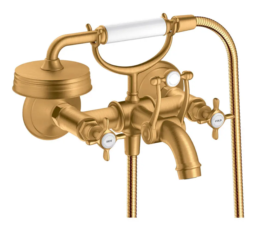 Axor Montreux 2-Griff Wannenarmatur mit Kreuzgriff - Brushed Gold Optic Geprüft
