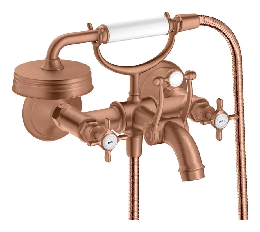 Axor Montreux 2-Griff Wannenarmatur mit Kreuzgriff - Brushed Red Gold Solange Der Vorrat Reicht