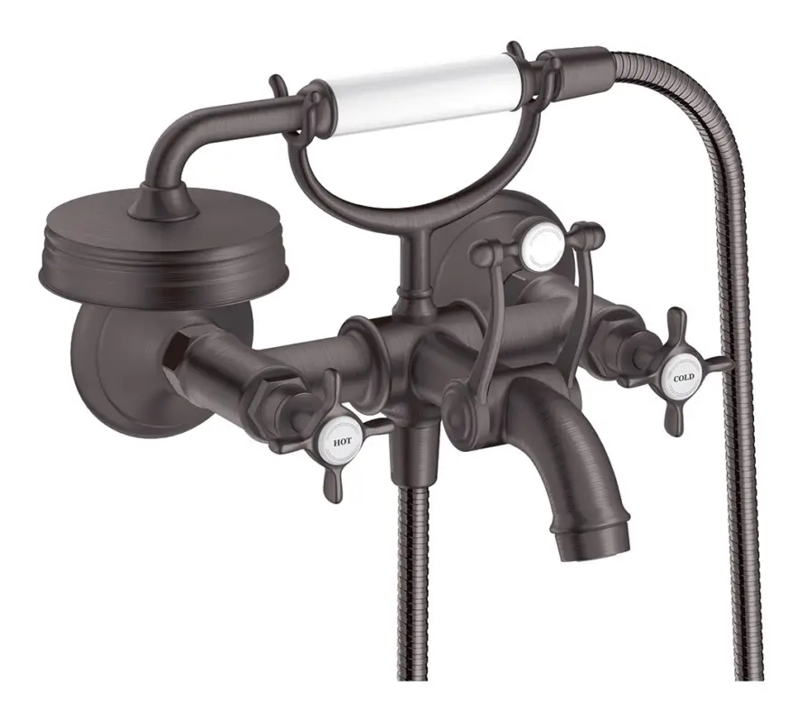 Schnäppchen Axor Montreux 2-Griff Wannenarmatur mit Kreuzgriff - Brushed Black Chrome