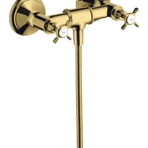 Angebot Axor Montreux 2-Griff Brausearmatur mit Kreuzgriff - Polished Gold Optic
