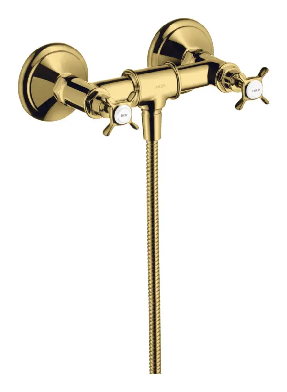 Angebot Axor Montreux 2-Griff Brausearmatur mit Kreuzgriff - Polished Gold Optic