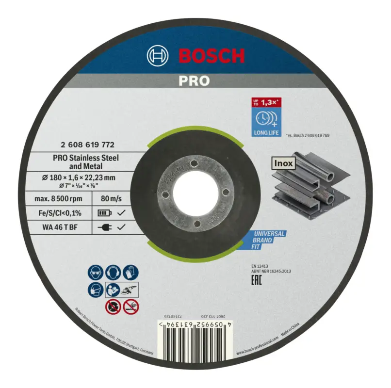 Billig Bosch Pro Stainless Steel and Metal WA 36T INOX BF Trennscheibe, gekröpft, 180 x 1,6 x 22,23 mm(Verpackungseinheit: 25Stück)