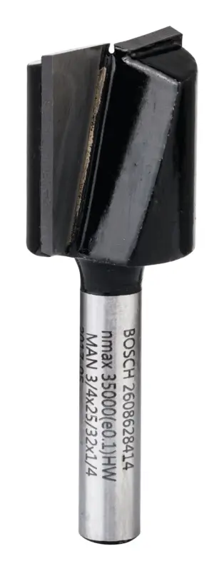 Bosch Pro Nutfräser zweischneidig, 1/4-Zoll, 19 x 19,6 x 51 mm für Handfräsen Markenprodukt
