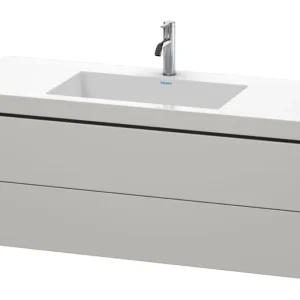 Nur Heute Duravit L-Cube c-bonded Komplett-Set mit 2 Auszügen mit Hahnloch ohne Überlauf 1200 x 500 x 480 mm - Betongrau Matt
