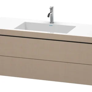 Duravit L-Cube c-bonded Komplett-Set mit 2 Auszügen mit Hahnloch ohne Überlauf 1200 x 500 x 480 mm - Leinen Matt Sichere Zahlung