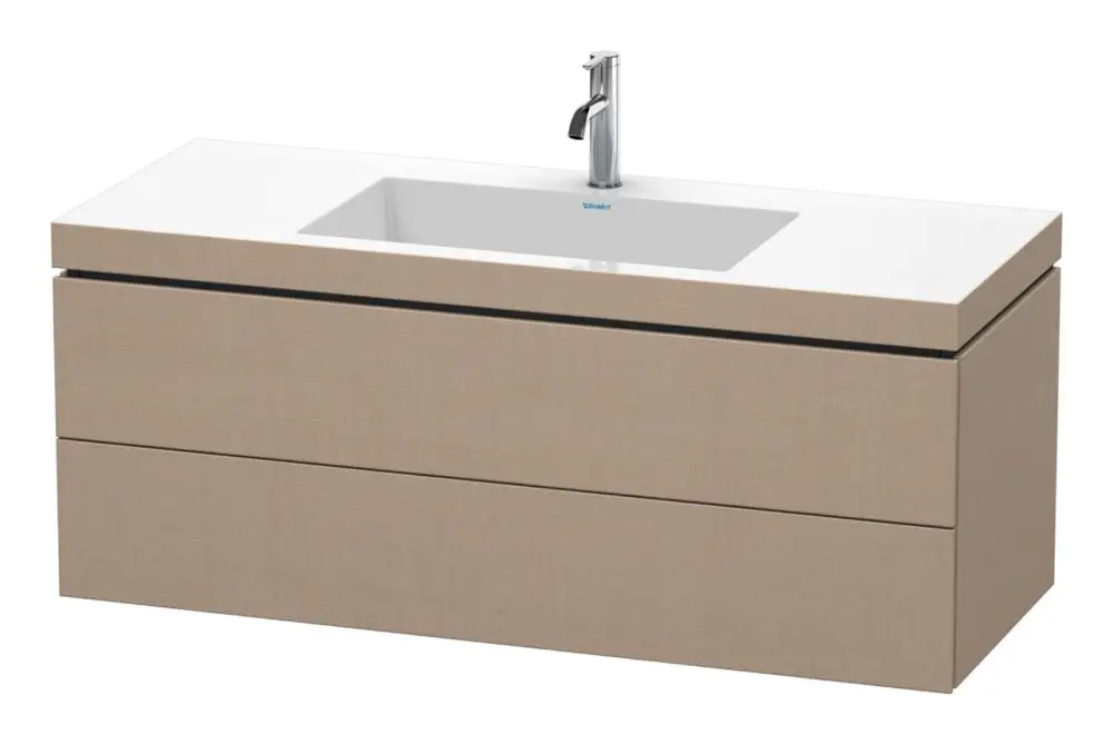 Duravit L-Cube c-bonded Komplett-Set mit 2 Auszügen mit Hahnloch ohne Überlauf 1200 x 500 x 480 mm - Leinen Matt Sichere Zahlung