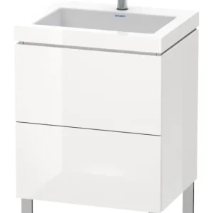 Duravit L-Cube c-bonded Komplett-Set mit 2 Auszügen ohne Hahnloch ohne Überlauf 600 x 698 x 480 mm - Nussbaum gebürstet Matt Preisknaller
