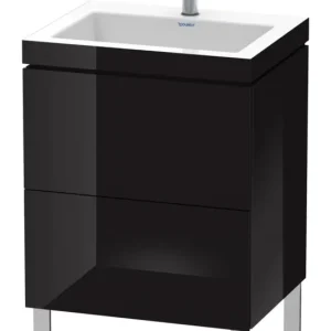 Wochenendangebot Duravit L-Cube c-bonded Komplett-Set mit 2 Auszügen mit Hahnloch ohne Überlauf 600 x 698 x 480 mm - Schwarz Hochglanz Lack
